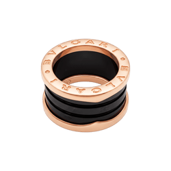 Bague Bandeau BULGARI "B.Zero1" GM en or rose et céramique - Castafiore