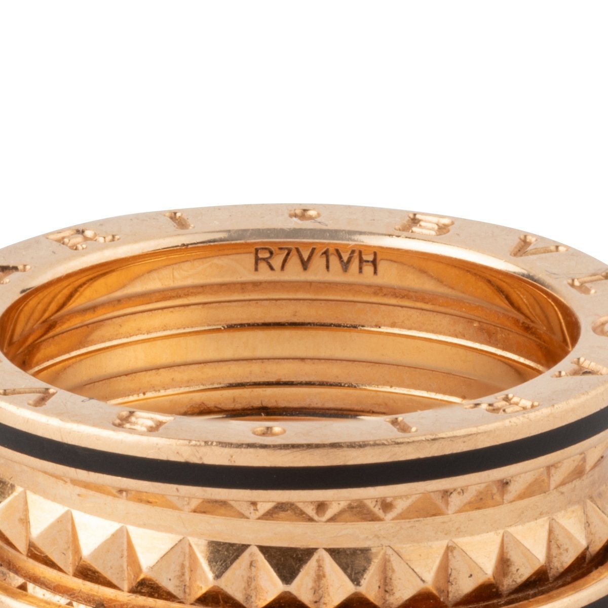 Bague Bandeau BULGARI "B.zero1 Rock" en or rose et céramique noire - Castafiore