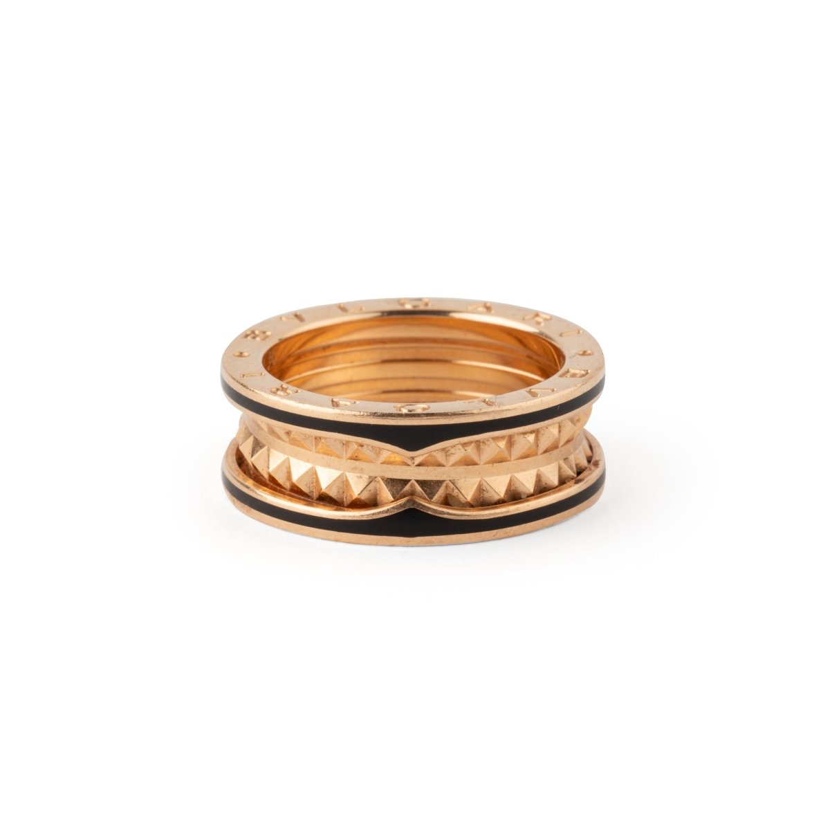 Bague Bandeau BULGARI "B.zero1 Rock" en or rose et céramique noire - Castafiore