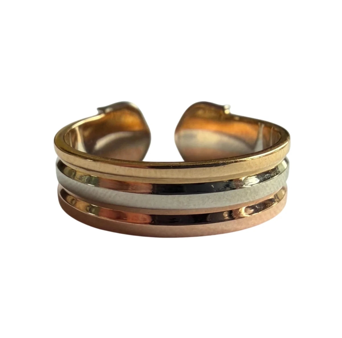 Bague Bandeau CARTIER "C de Cartier" PM en or blanc, or jaune, or rose et diamants - Castafiore