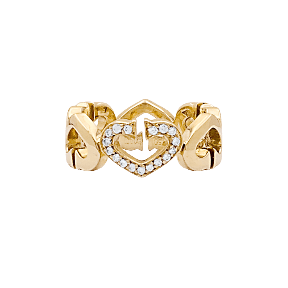 Bague Bandeau CARTIER "Coeurs C" en or jaune et diamants - Castafiore