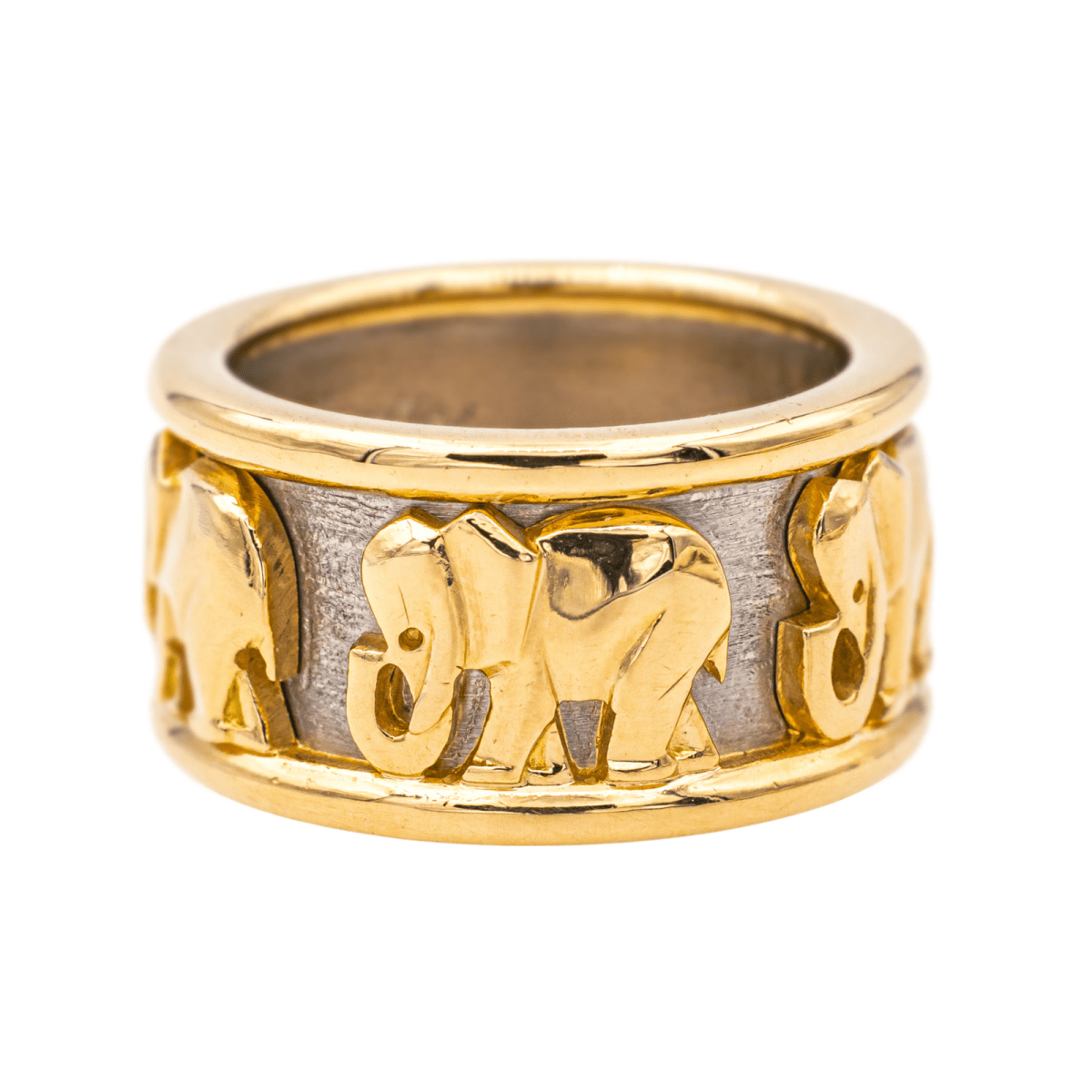 Bague Bandeau CARTIER "Éléphant" en or jaune et or blanc - Castafiore
