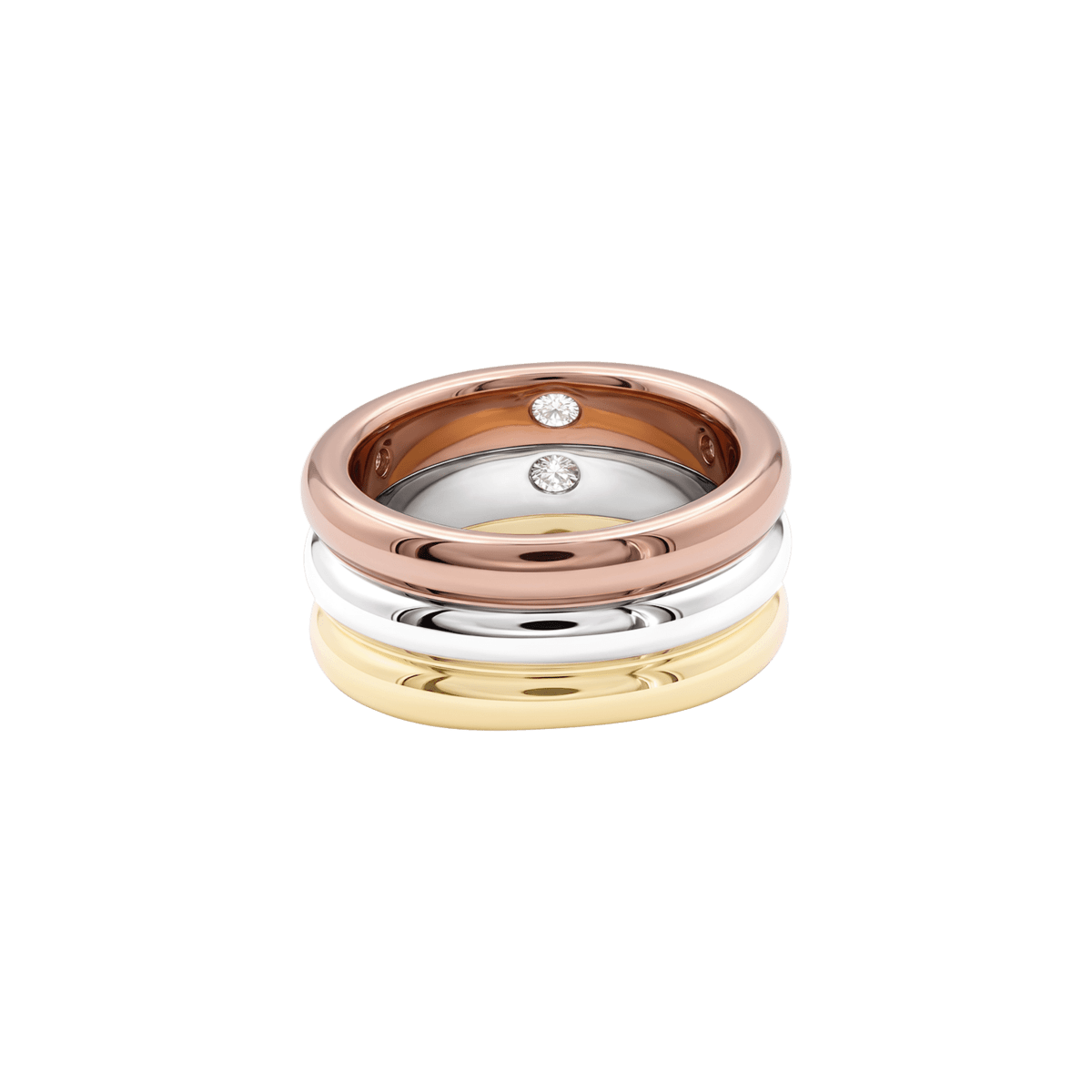 Bague Bandeau CARTIER "Ellipse" en or blanc, or jaune, or rose et diamant - Castafiore