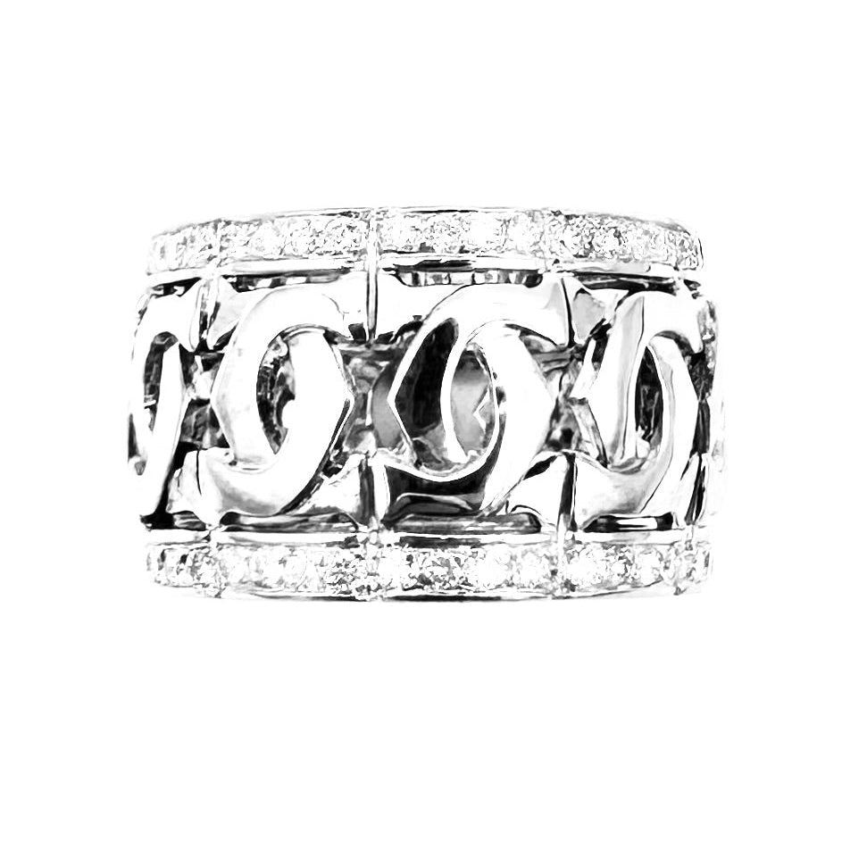 Bague Bandeau CARTIER "Entrelacé" en or blanc et diamants - Castafiore