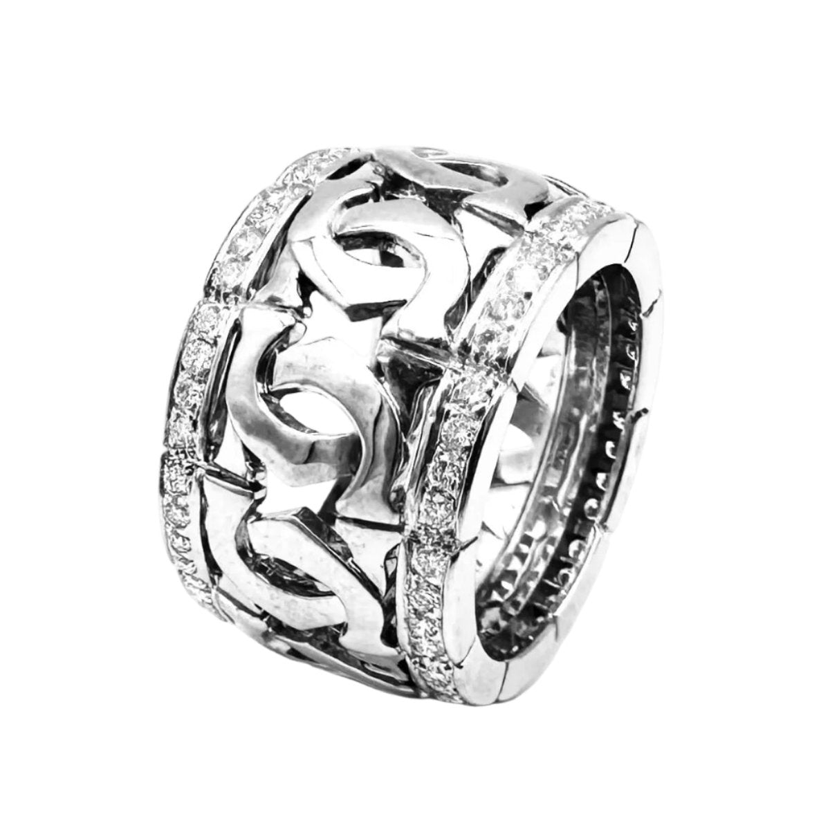 Bague Bandeau CARTIER "Entrelacé" en or blanc et diamants - Castafiore