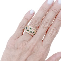 Bague Bandeau CARTIER "Nigéria" en or jaune, émeraudes et diamants - Castafiore
