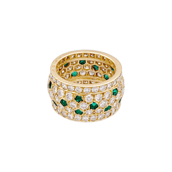 Bague Bandeau CARTIER "Nigéria" en or jaune, émeraudes et diamants - Castafiore