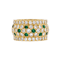 Bague Bandeau CARTIER "Nigéria" en or jaune, émeraudes et diamants - Castafiore