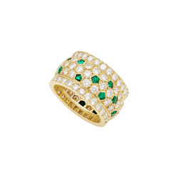 Bague Bandeau CARTIER "Nigéria" en or jaune, émeraudes et diamants - Castafiore