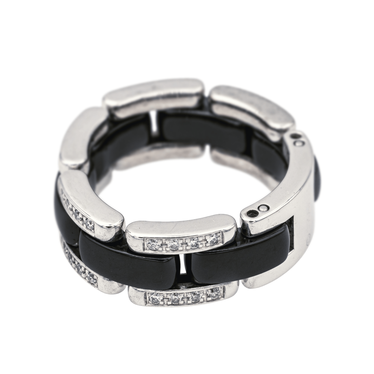 Bague Bandeau CHANEL "Ultra" en or blanc, céramique et diamants - Castafiore