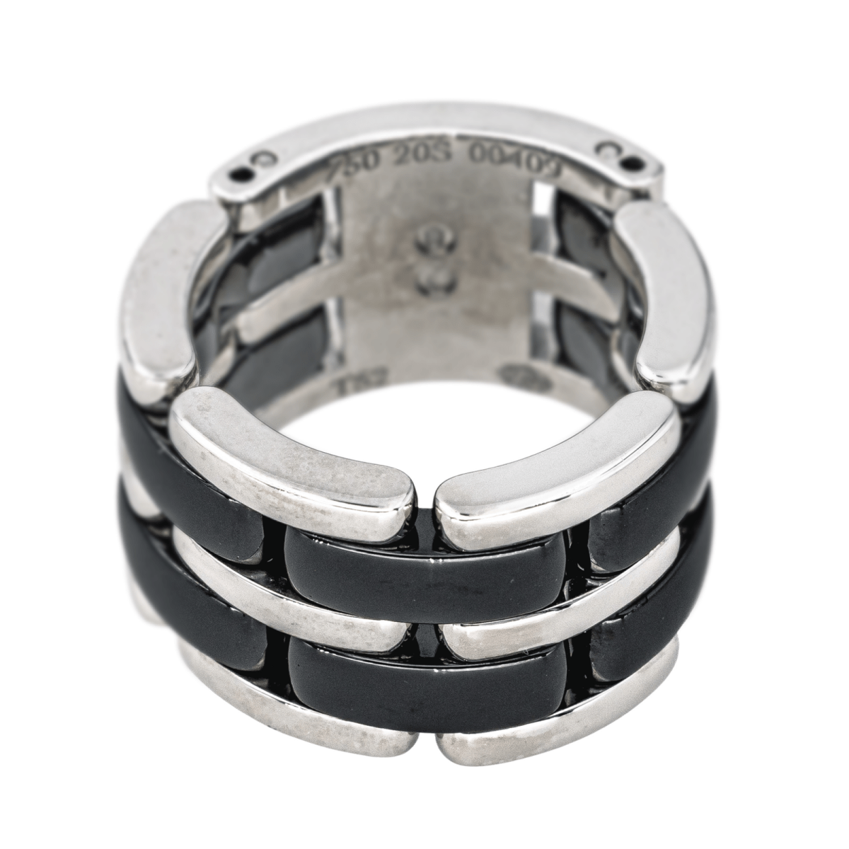Bague Bandeau CHANEL "Ultra" en or blanc et céramique - Castafiore