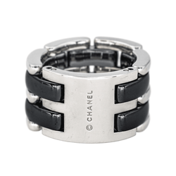 Bague Bandeau CHANEL "Ultra" en or blanc et céramique - Castafiore