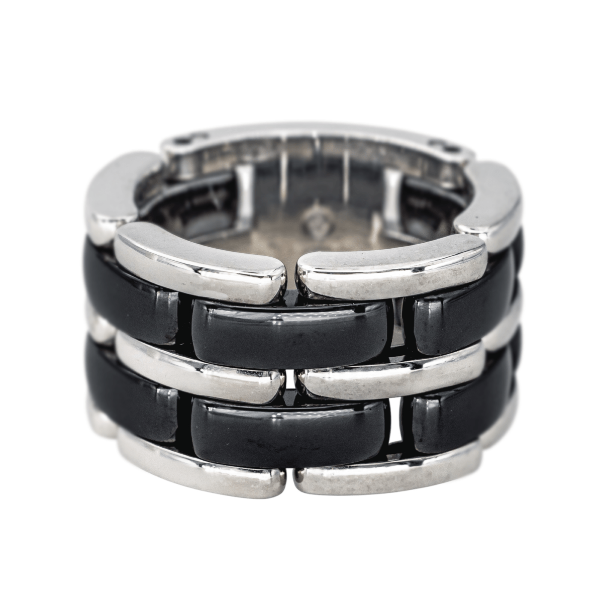 Bague Bandeau CHANEL "Ultra" en or blanc et céramique - Castafiore