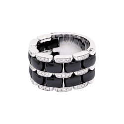 Bague Bandeau CHANEL "Ultra" GM en or blanc, céramique et diamants - Castafiore