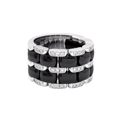 Bague Bandeau CHANEL "Ultra" GM en or blanc, céramique et diamants - Castafiore