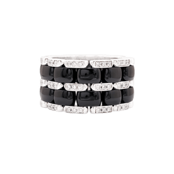 Bague Bandeau CHANEL "Ultra" GM en or blanc, céramique et diamants - Castafiore