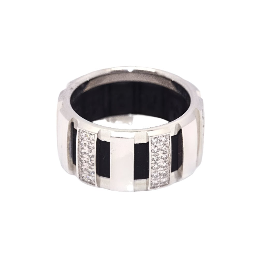 Bague Bandeau CHAUMET "Class One" en or blanc, caoutchouc et diamants - Castafiore