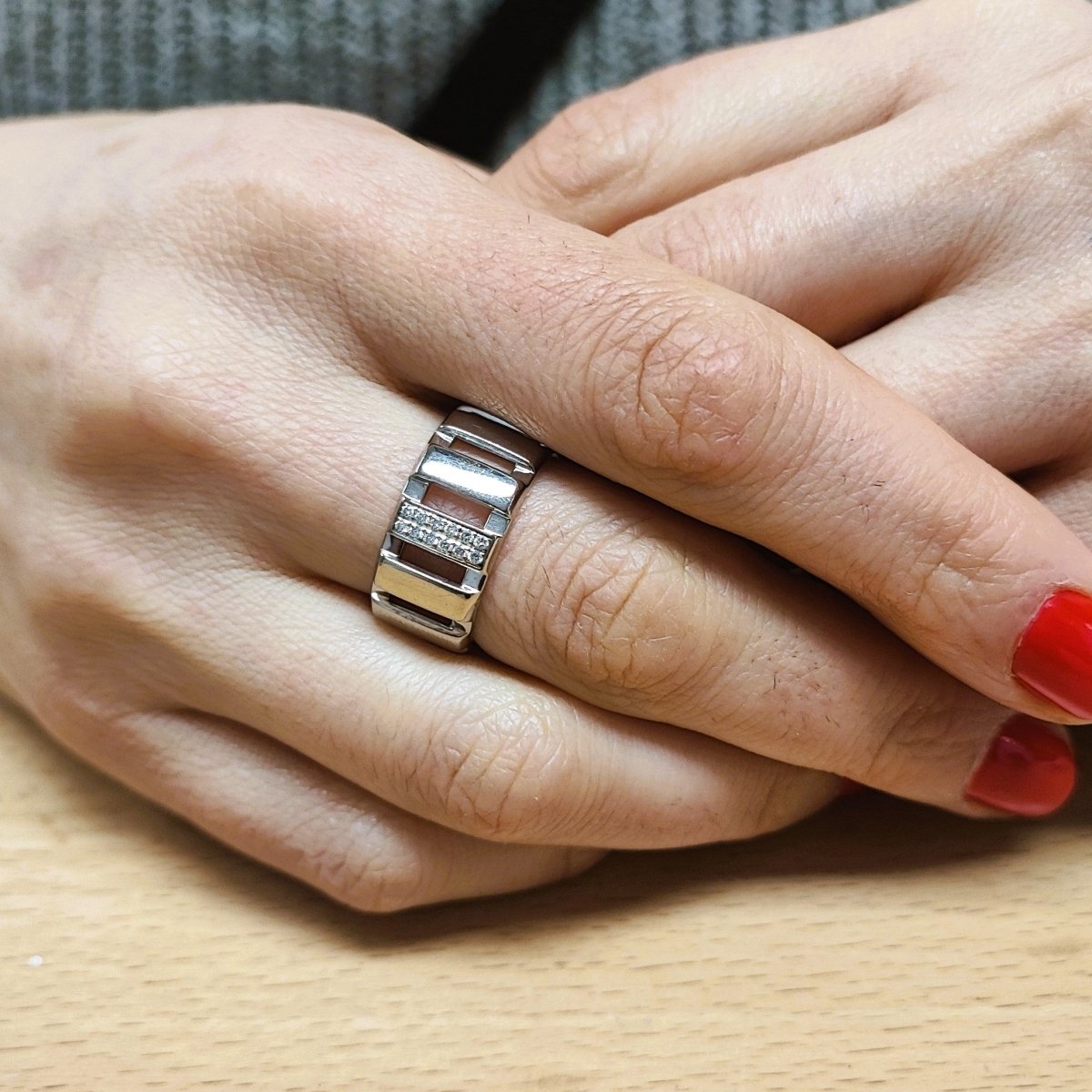 Bague Bandeau CHAUMET "Class One" en or blanc et diamants - Castafiore