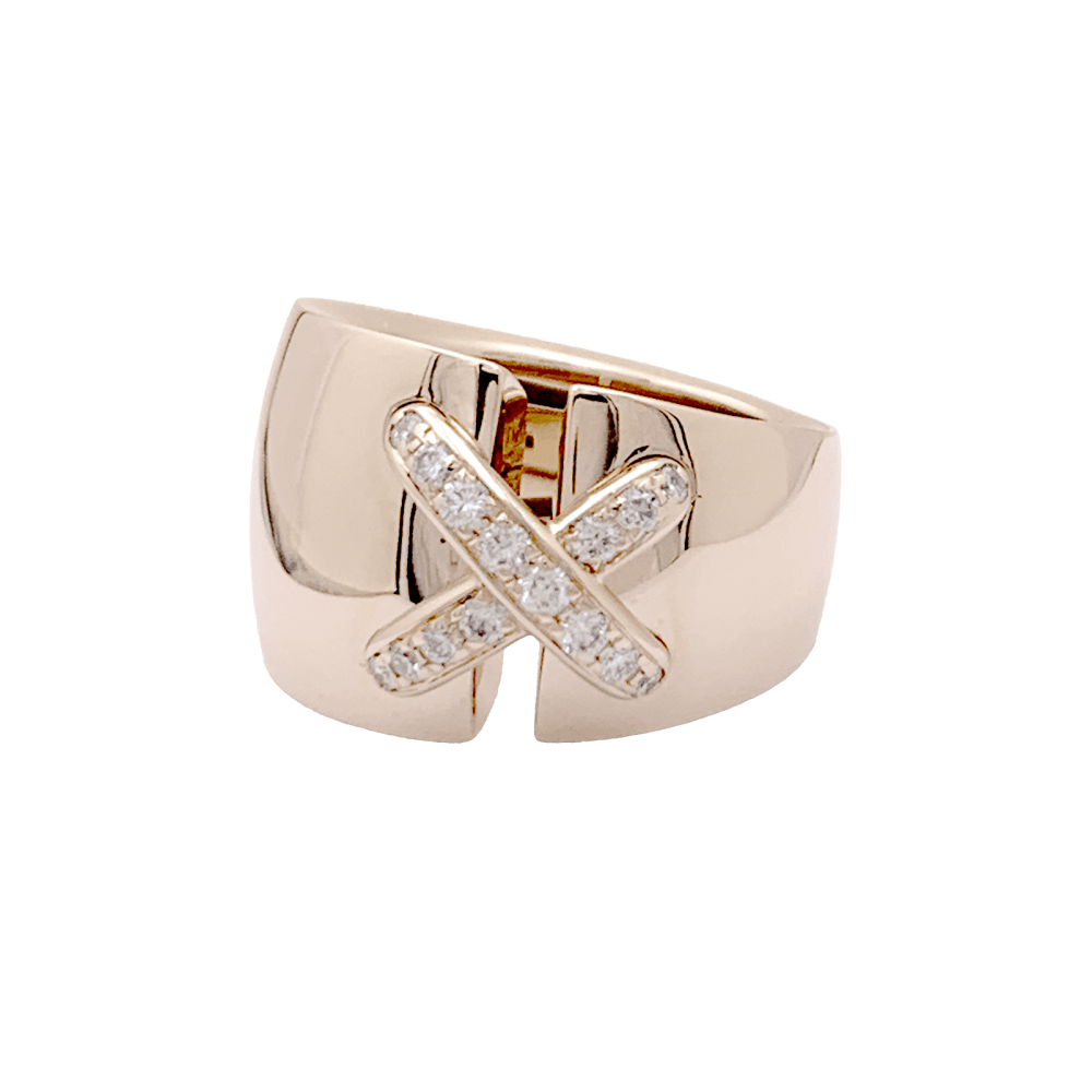 Bague Bandeau CHAUMET "Liens Asymétriques" en or rose et diamants - Castafiore