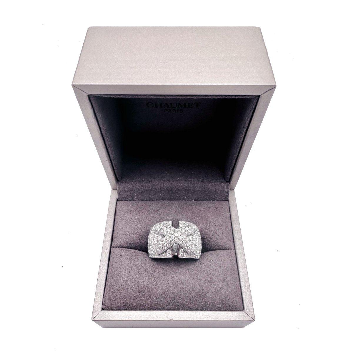 Bague Bandeau CHAUMET "Liens XL" en or blanc et diamants - Castafiore