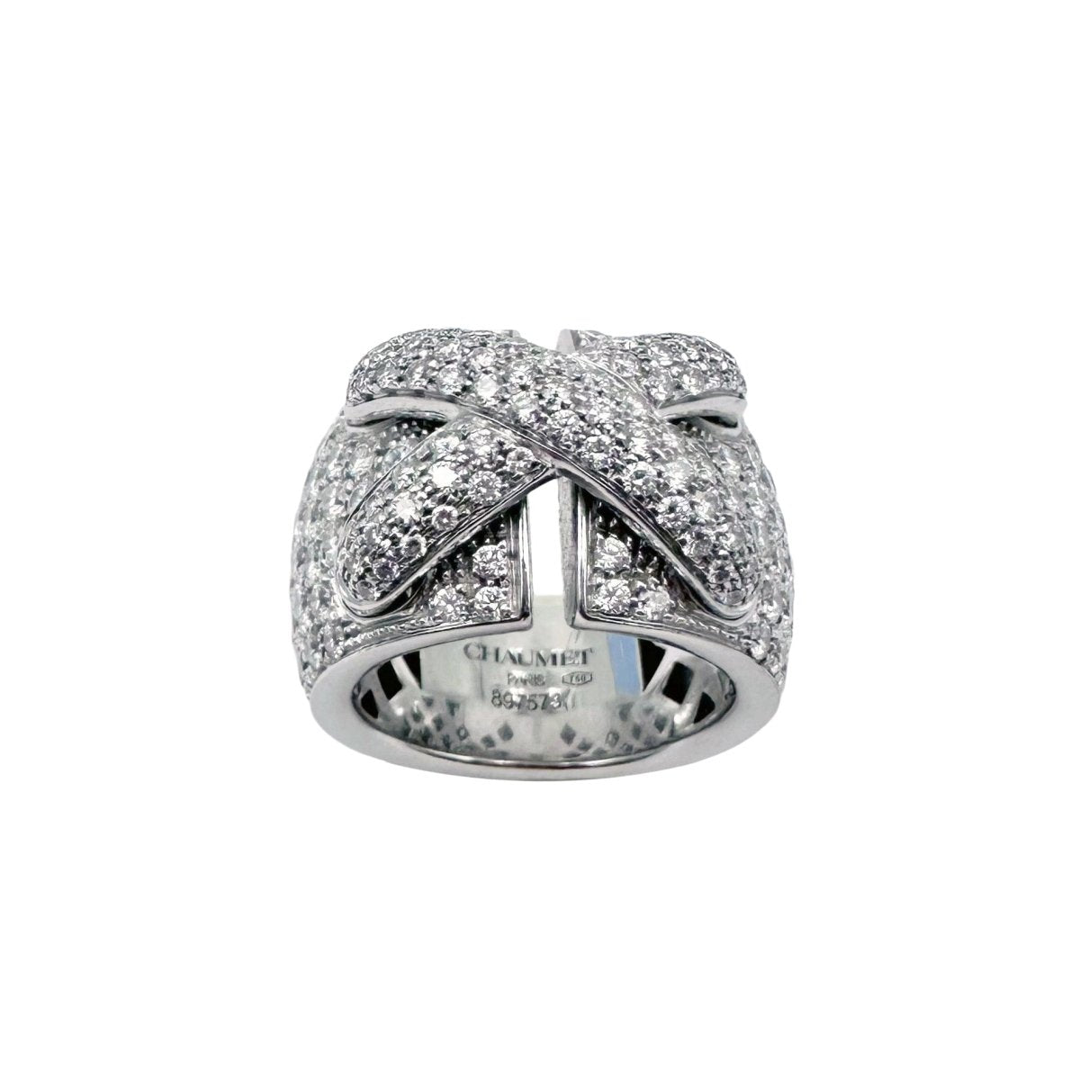 Bague Bandeau CHAUMET "Liens XL" en or blanc et diamants - Castafiore