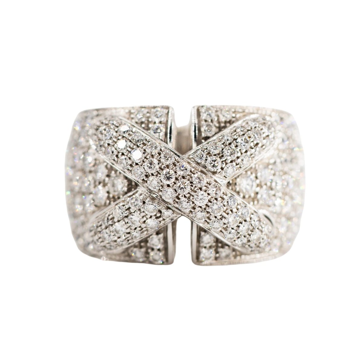 Bague Bandeau CHAUMET "Liens XL" en or blanc et diamants - Castafiore