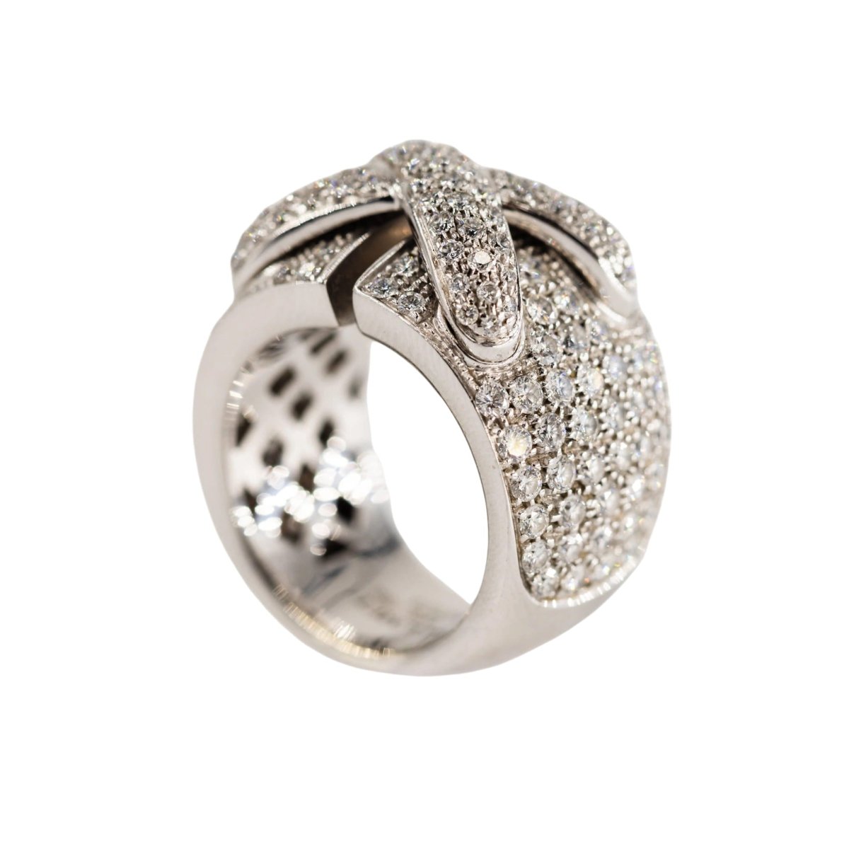 Bague Bandeau CHAUMET "Liens XL" en or blanc et diamants - Castafiore