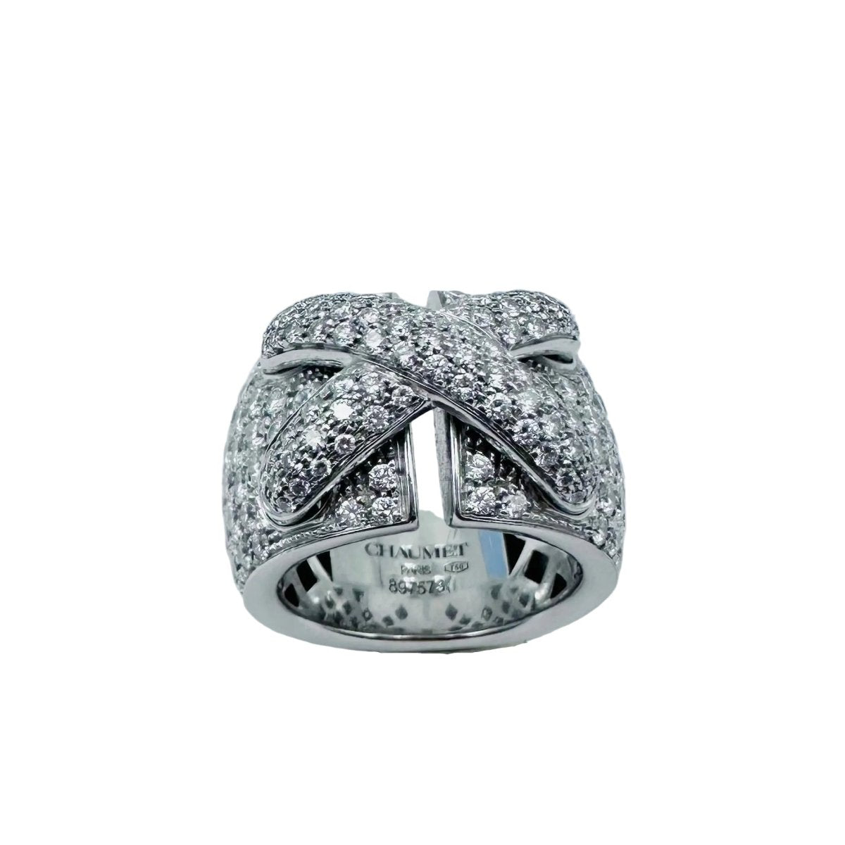 Bague Bandeau CHAUMET "Liens XL" en or blanc et diamants - Castafiore