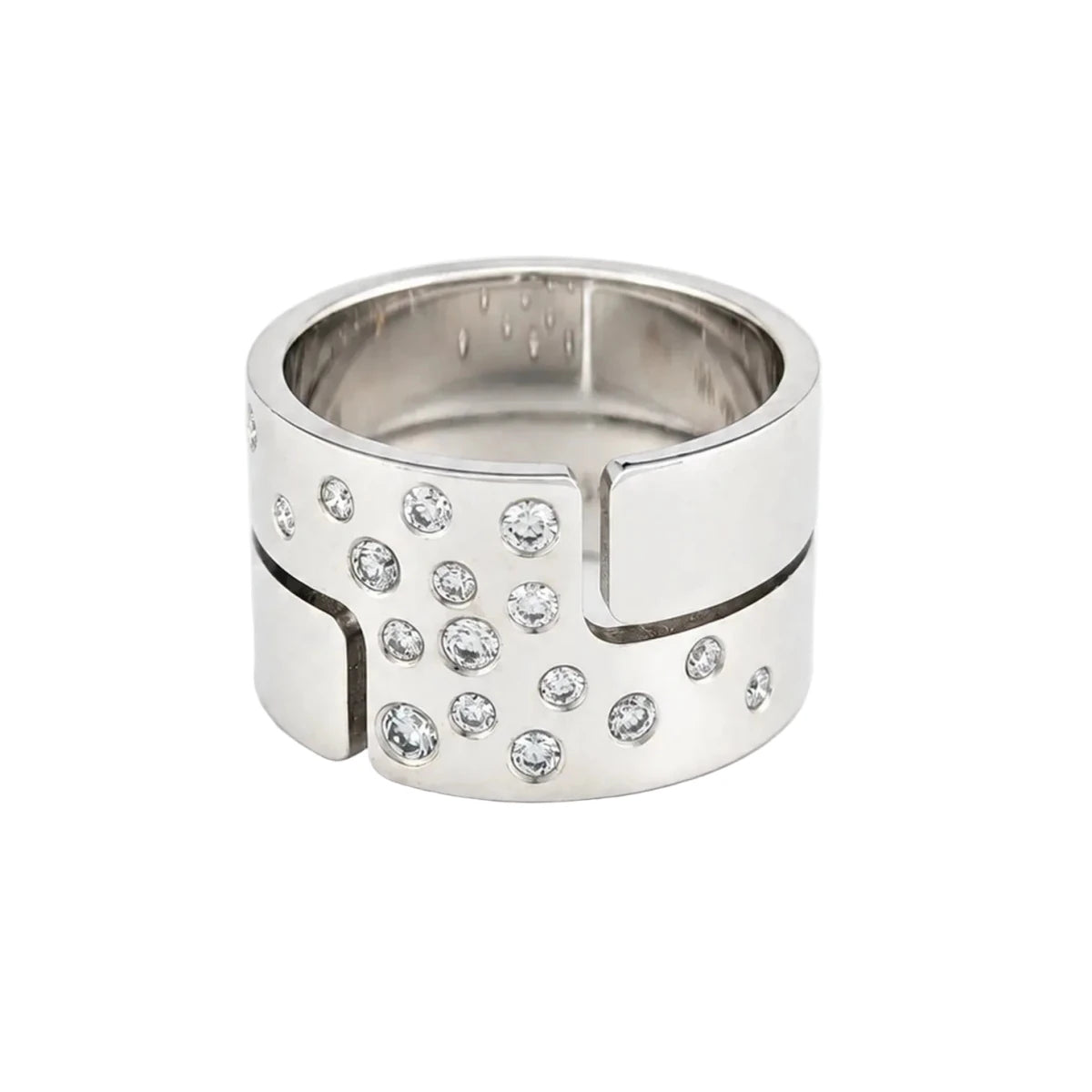 Bague Bandeau DINH VAN "Seventies" en or blanc et diamants - Castafiore