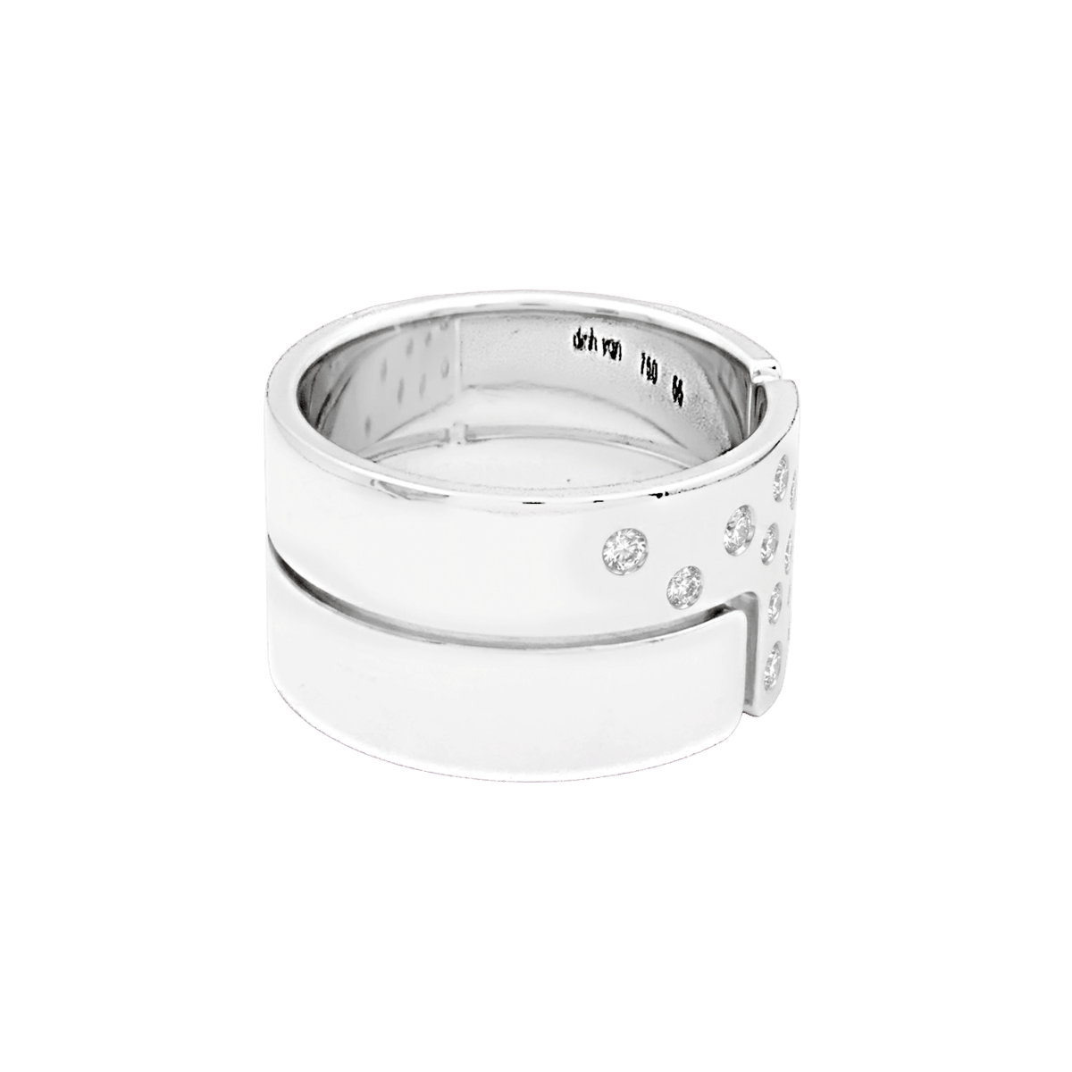 Bague Bandeau DINH VAN "Seventies" GM en or blanc et diamants - Castafiore