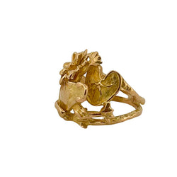 Bague Bandeau Emmanuelle Ricard en or jaune à décor floral - Castafiore