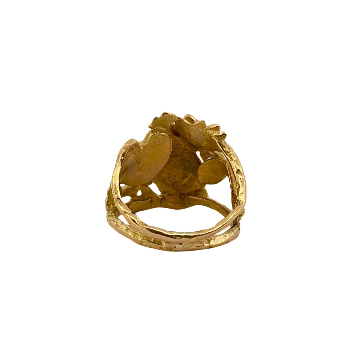 Bague Bandeau Emmanuelle Ricard en or jaune à décor floral - Castafiore