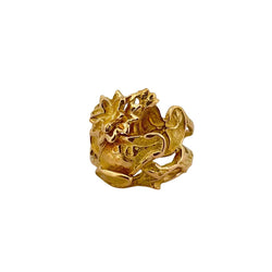 Bague Bandeau Emmanuelle Ricard en or jaune à décor floral - Castafiore