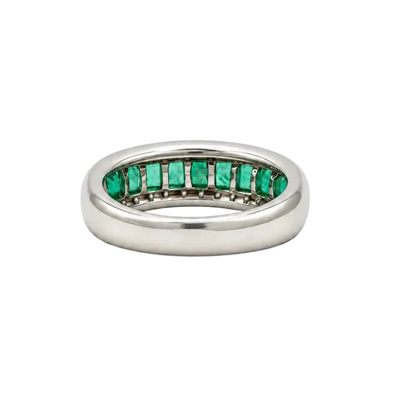 Bague Bandeau en or blanc, émeraudes et diamants - Castafiore