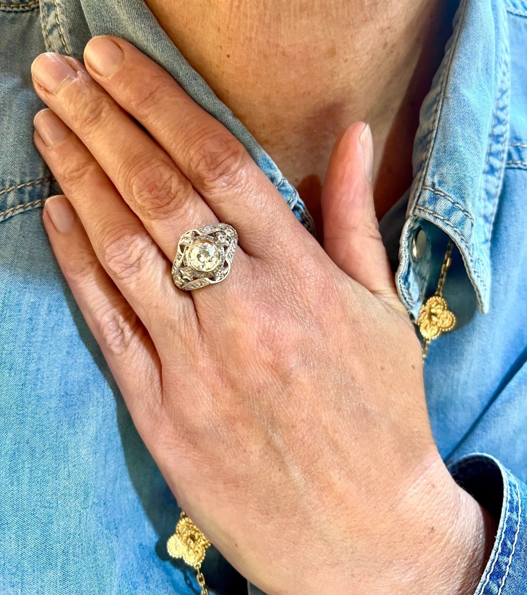 Bague bandeau en or blanc et diamant - Castafiore