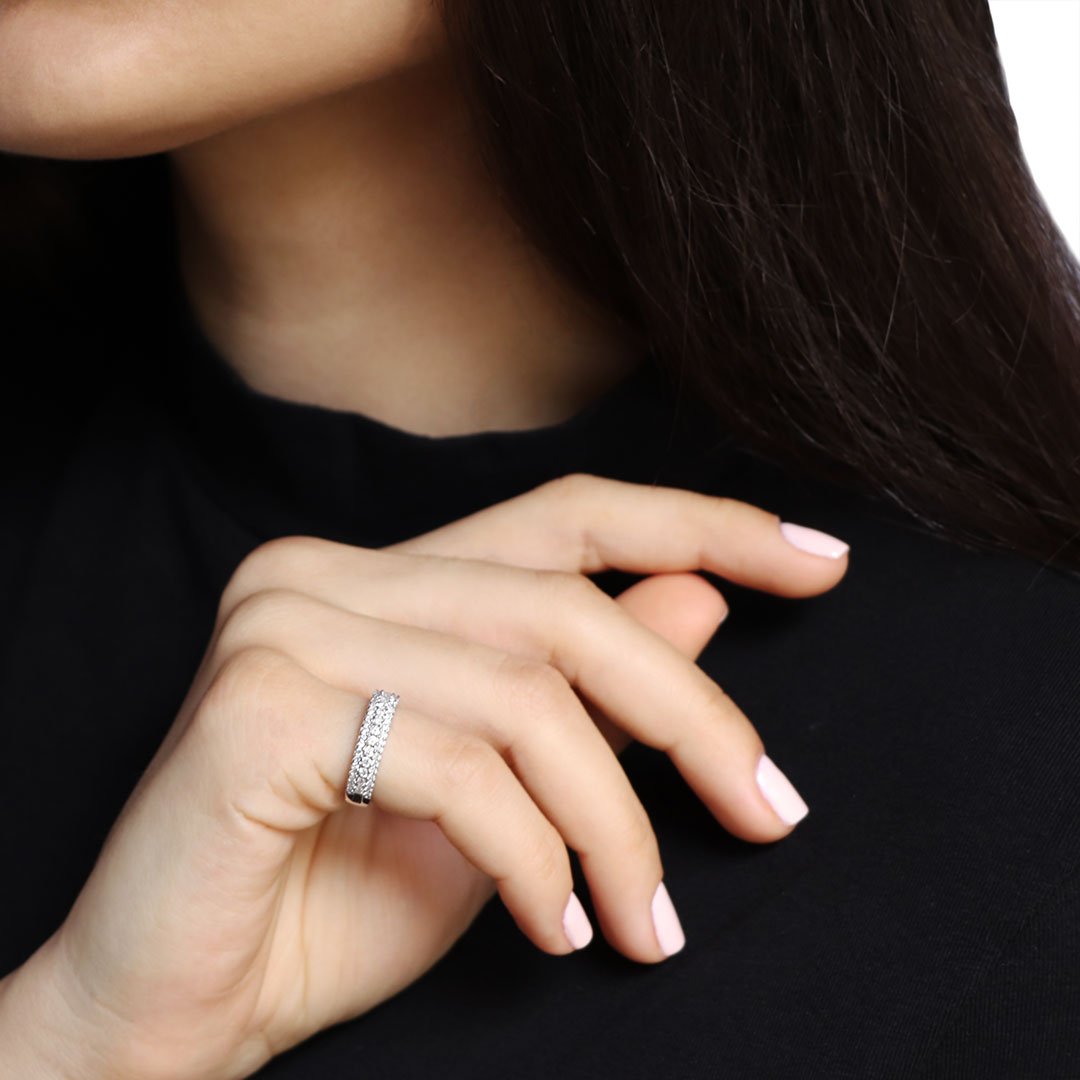 Bague Bandeau en or blanc et diamants - Castafiore