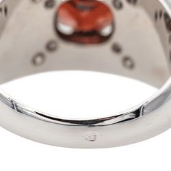 Bague Bandeau en or blanc, grenat et diamants - Castafiore