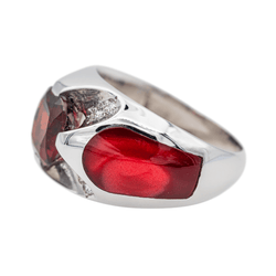 Bague Bandeau en or blanc, grenat et diamants - Castafiore