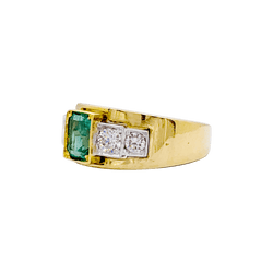 Bague Bandeau en or blanc, or jaune, émeraude et diamants - Castafiore