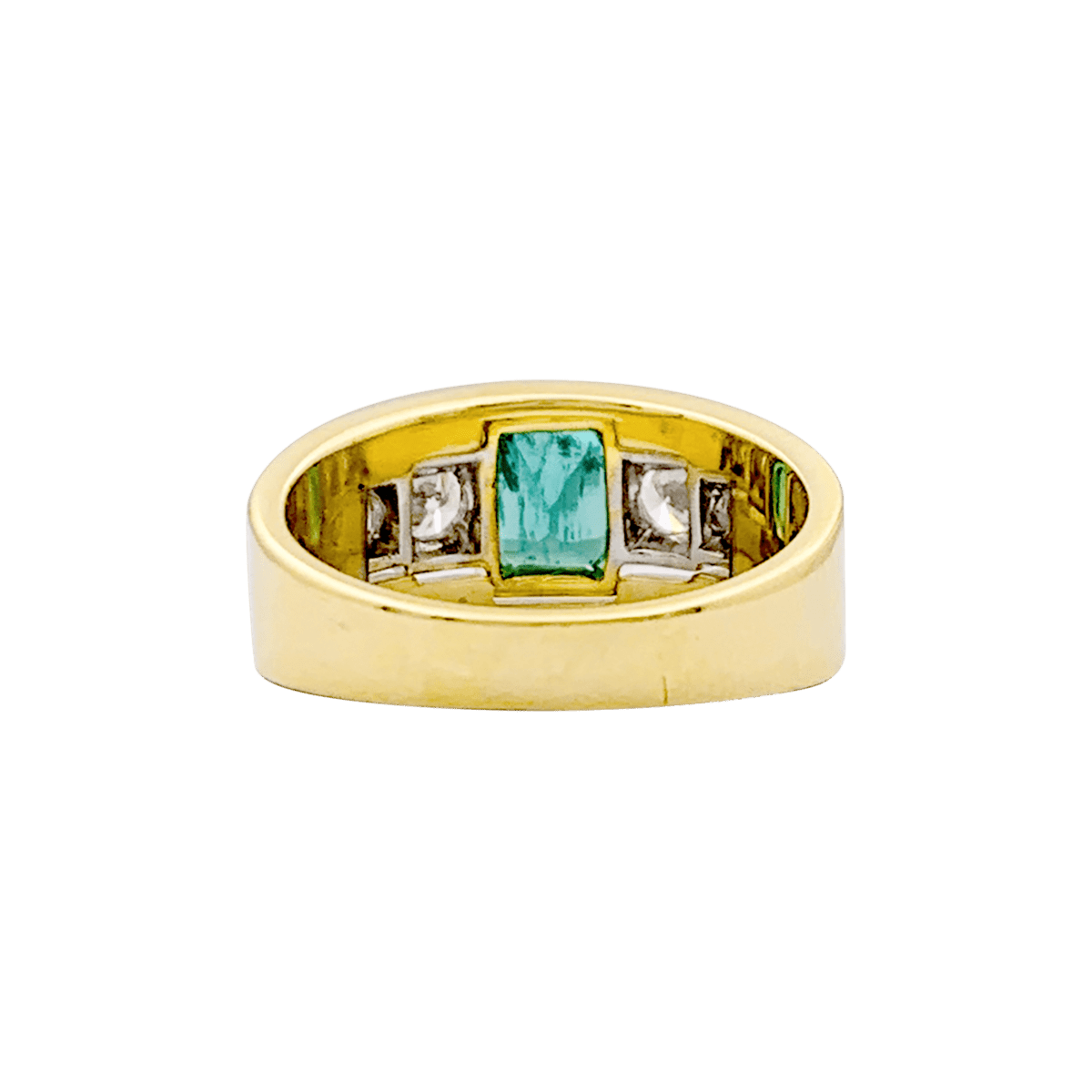 Bague Bandeau en or blanc, or jaune, émeraude et diamants - Castafiore