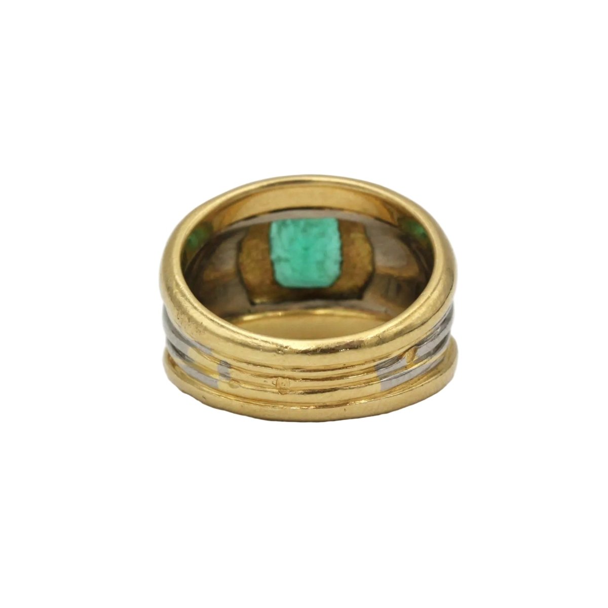 Bague Bandeau en or blanc, or jaune et émeraude - Castafiore