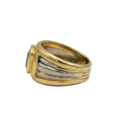 Bague Bandeau en or blanc, or jaune et émeraude - Castafiore