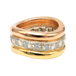 Bague Bandeau en or blanc, or jaune, or rose et diamants - Castafiore