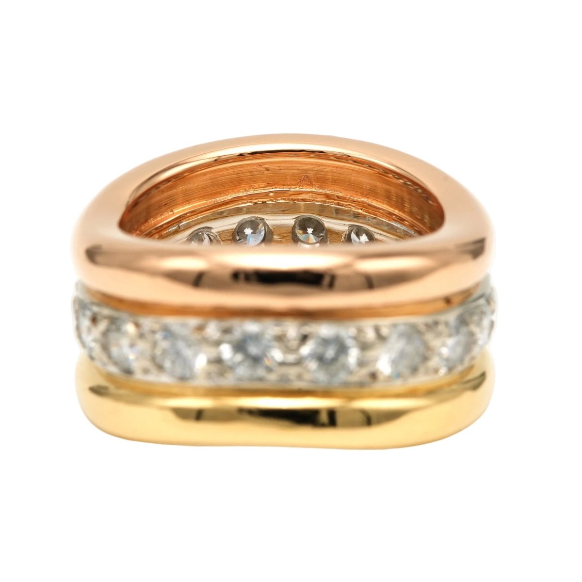 Bague Bandeau en or blanc, or jaune, or rose et diamants - Castafiore
