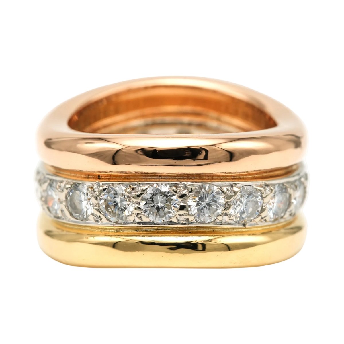 Bague Bandeau en or blanc, or jaune, or rose et diamants - Castafiore