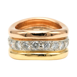 Bague Bandeau en or blanc, or jaune, or rose et diamants - Castafiore