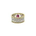 Bague Bandeau en or blanc, or jaune, rubis et diamants - Castafiore