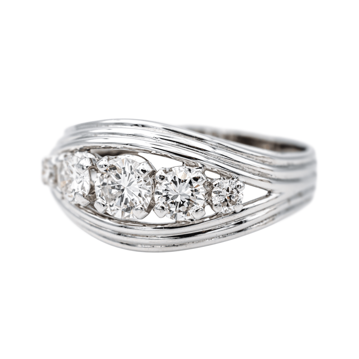 Bague Bandeau en or blanc, platine et diamants - Castafiore
