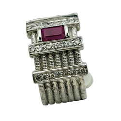 Bague Bandeau en or blanc, rubis et diamants - Castafiore