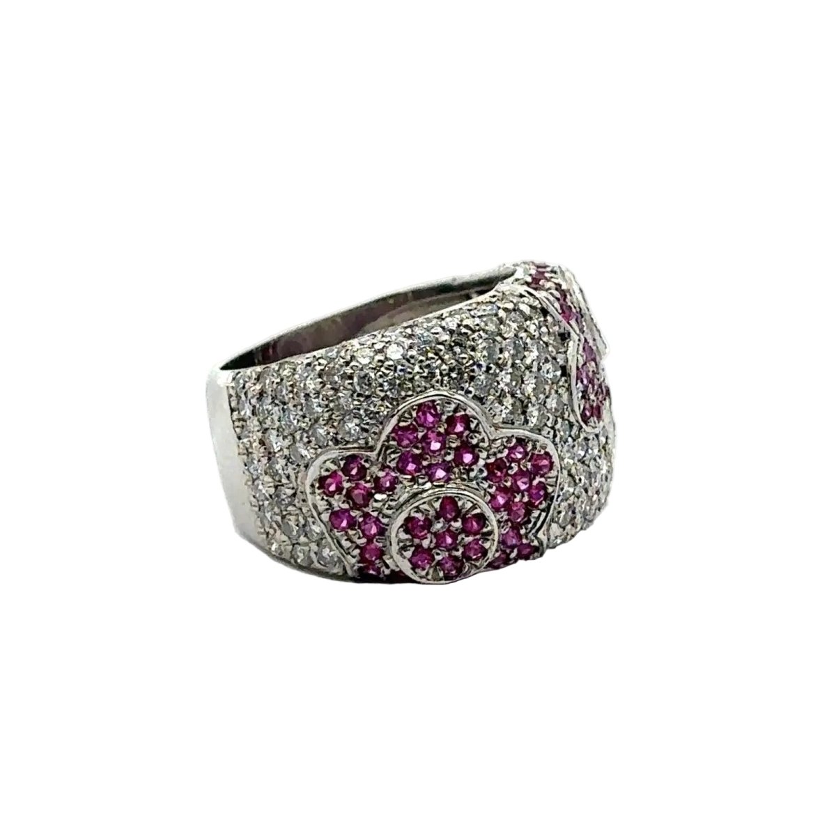 Bague Bandeau en or blanc, rubis et diamants - Castafiore